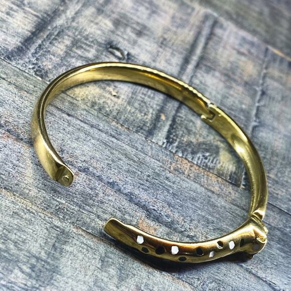 NEW Spotted Leopard Gold Bangle Bracelet - Picture 6 of 15